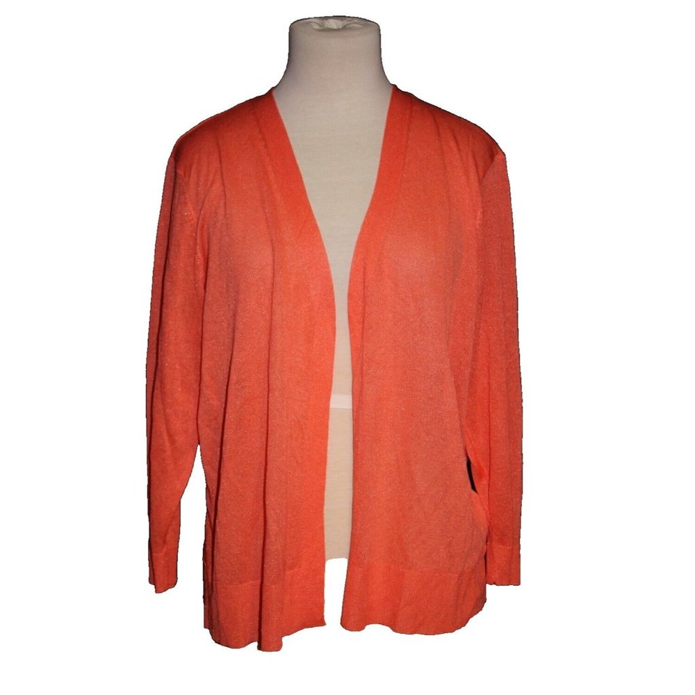EST. 1836 Women's Cardigan Sweater Open Front Coral Orange Size 18/20W NEW NWT